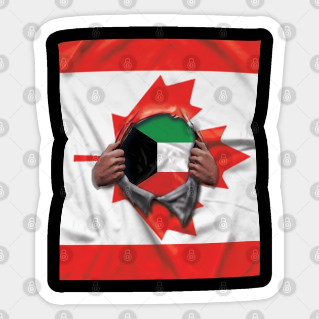 Kuwait Flag Canadian Flag Ripped - Gift for Kuwaiti From Kuwait Sticker by Country Flags